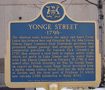 Yonge Street historical plaque.